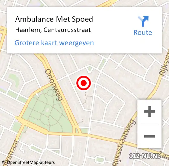 Locatie op kaart van de 112 melding: Ambulance Met Spoed Naar Haarlem, Centaurusstraat op 8 maart 2019 12:08