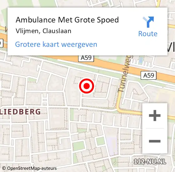 Locatie op kaart van de 112 melding: Ambulance Met Grote Spoed Naar Vlijmen, Clauslaan op 8 maart 2019 12:40