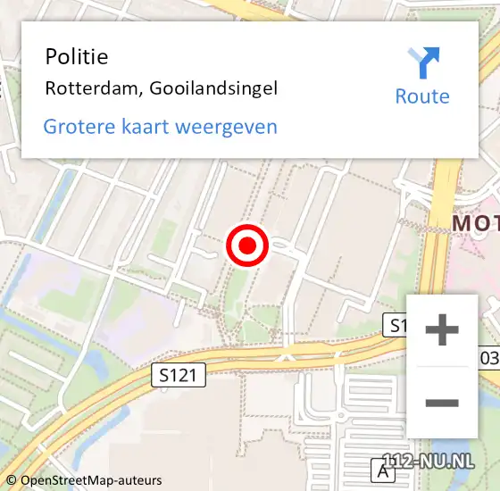 Locatie op kaart van de 112 melding: Politie Rotterdam, Gooilandsingel op 8 maart 2019 13:03