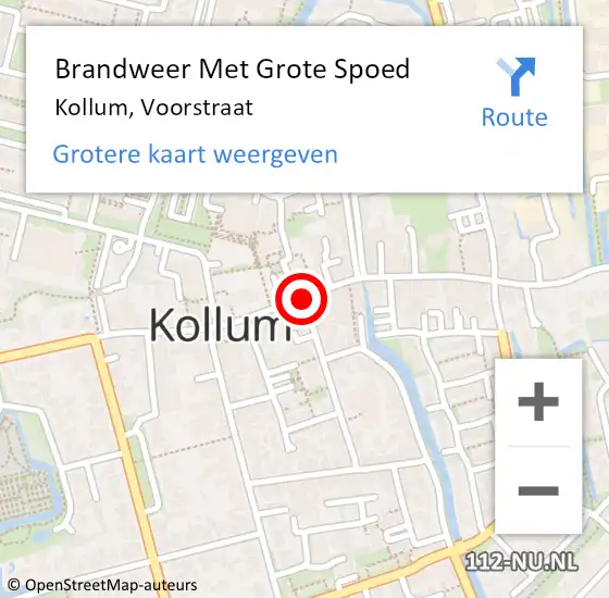 Locatie op kaart van de 112 melding: Brandweer Met Grote Spoed Naar Kollum, Voorstraat op 8 maart 2019 13:33