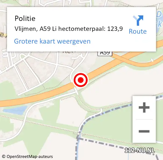 Locatie op kaart van de 112 melding: Politie Vlijmen, A59 Li hectometerpaal: 123,9 op 8 maart 2019 13:53