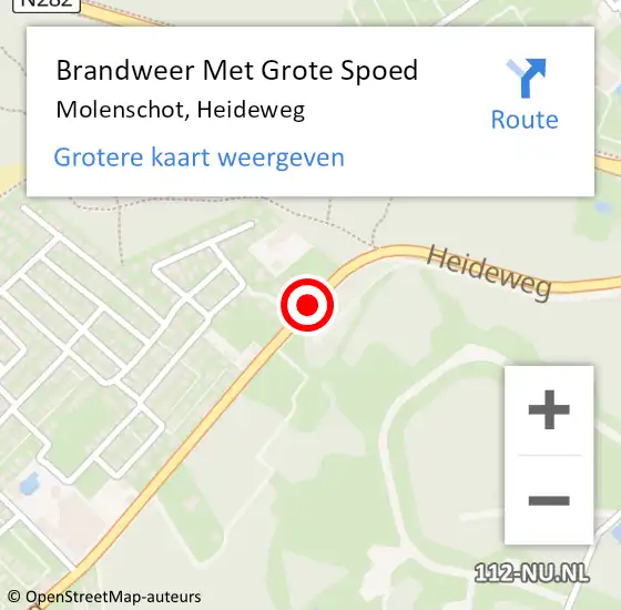 Locatie op kaart van de 112 melding: Brandweer Met Grote Spoed Naar Molenschot, Heideweg op 8 maart 2019 14:13