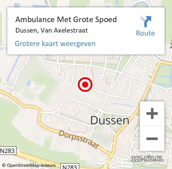 Locatie op kaart van de 112 melding: Ambulance Met Grote Spoed Naar Dussen, Van Axelestraat op 8 maart 2019 14:53