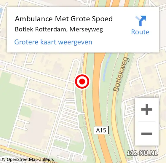 Locatie op kaart van de 112 melding: Ambulance Met Grote Spoed Naar Botlek Rotterdam, Merseyweg op 8 maart 2019 15:24