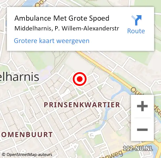 Locatie op kaart van de 112 melding: Ambulance Met Grote Spoed Naar Middelharnis, P. Willem-Alexanderstr op 25 maart 2014 18:01