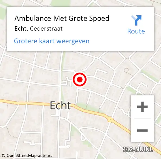 Locatie op kaart van de 112 melding: Ambulance Met Grote Spoed Naar Echt, Cederstraat op 25 maart 2014 18:04