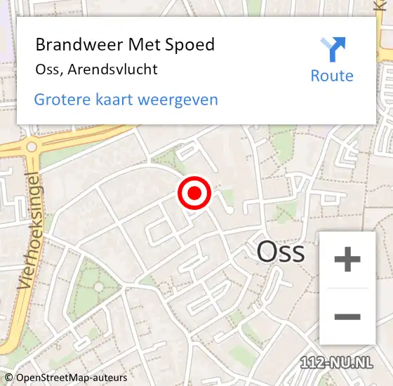 Locatie op kaart van de 112 melding: Brandweer Met Spoed Naar Oss, Arendsvlucht op 8 maart 2019 16:54