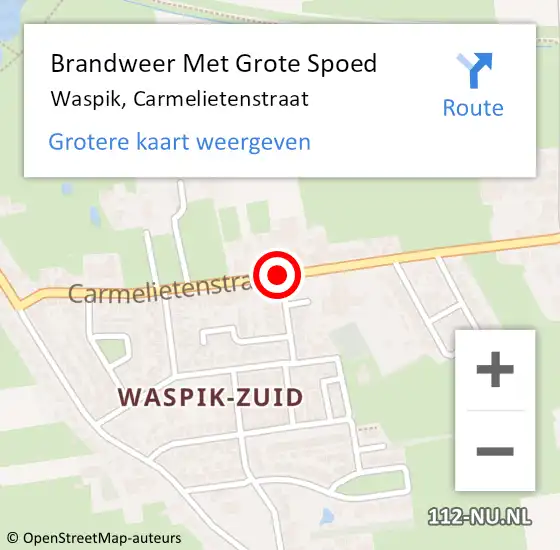 Locatie op kaart van de 112 melding: Brandweer Met Grote Spoed Naar Waspik, Carmelietenstraat op 8 maart 2019 17:22