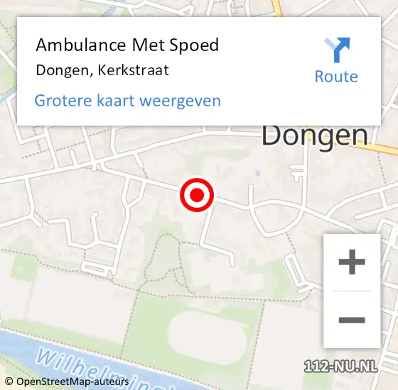 Locatie op kaart van de 112 melding: Ambulance Met Spoed Naar Dongen, Kerkstraat op 8 maart 2019 17:49