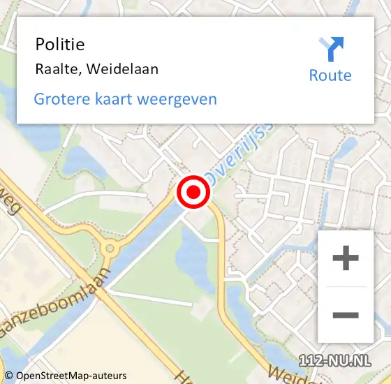 Locatie op kaart van de 112 melding: Politie Raalte, Weidelaan op 8 maart 2019 18:35