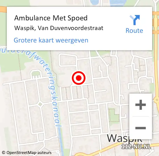 Locatie op kaart van de 112 melding: Ambulance Met Spoed Naar Waspik, Van Duvenvoordestraat op 8 maart 2019 18:40