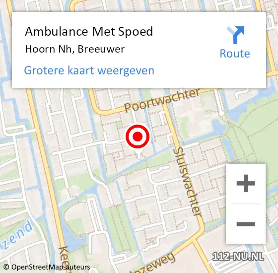 Locatie op kaart van de 112 melding: Ambulance Met Spoed Naar Hoorn Nh, Breeuwer op 8 maart 2019 19:07