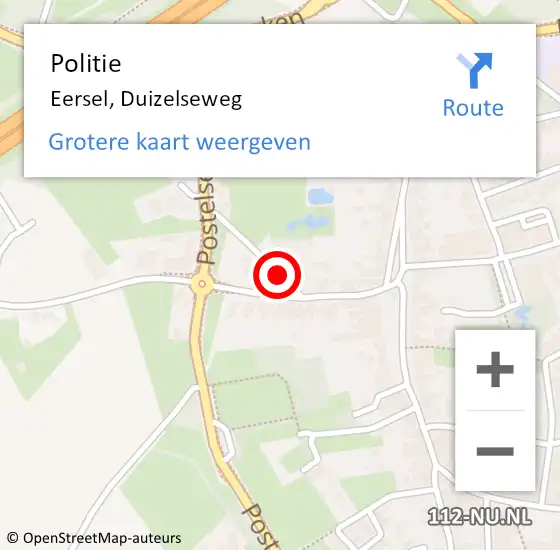 Locatie op kaart van de 112 melding: Politie Eersel, Duizelseweg op 8 maart 2019 20:08