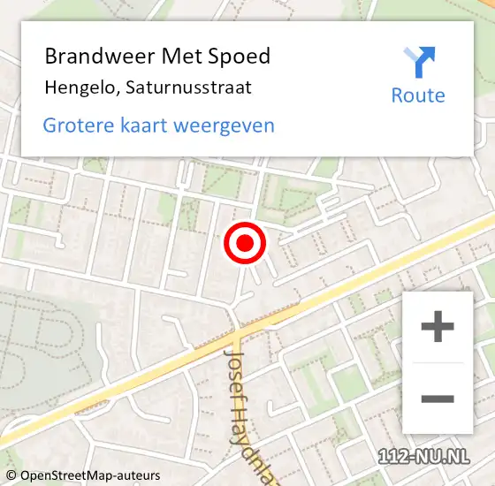 Locatie op kaart van de 112 melding: Brandweer Met Spoed Naar Hengelo, Saturnusstraat op 8 maart 2019 20:24