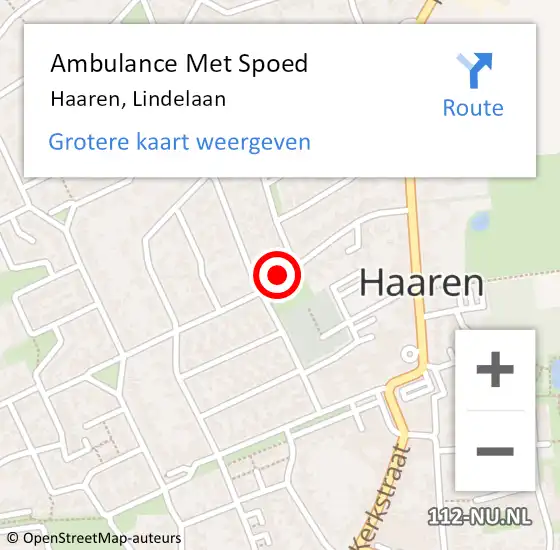 Locatie op kaart van de 112 melding: Ambulance Met Spoed Naar Haaren, Lindelaan op 8 maart 2019 21:46