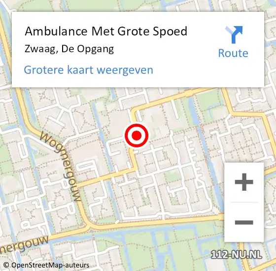 Locatie op kaart van de 112 melding: Ambulance Met Grote Spoed Naar Zwaag, De Opgang op 9 maart 2019 02:18