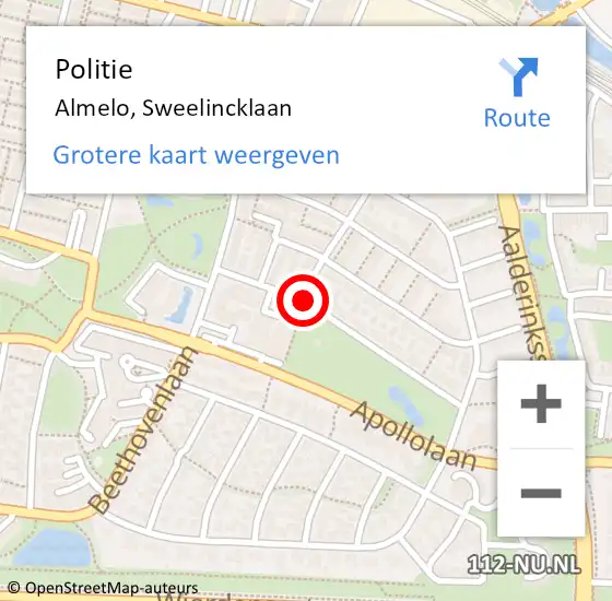 Locatie op kaart van de 112 melding: Politie Almelo, Sweelincklaan op 9 maart 2019 09:09