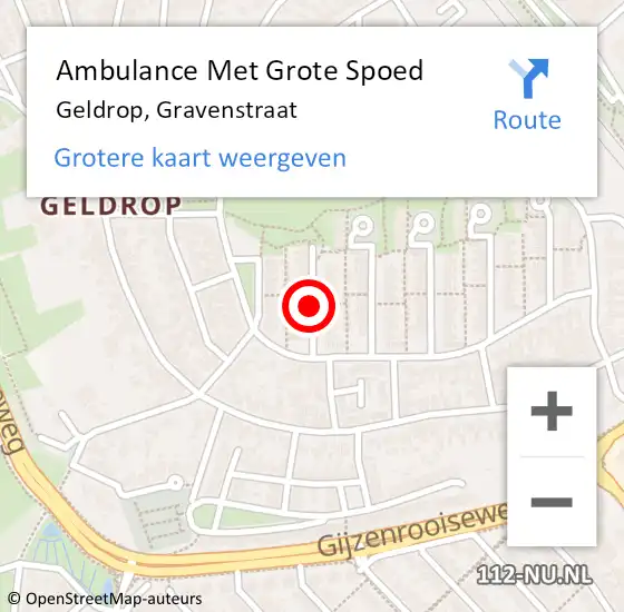 Locatie op kaart van de 112 melding: Ambulance Met Grote Spoed Naar Geldrop, Gravenstraat op 9 maart 2019 09:13