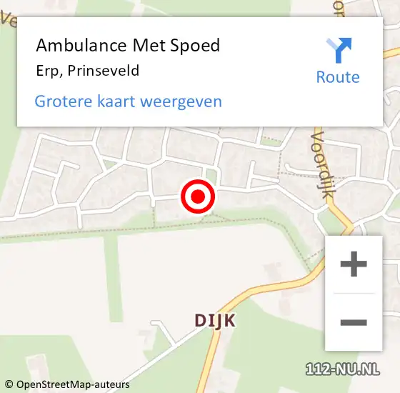 Locatie op kaart van de 112 melding: Ambulance Met Spoed Naar Erp, Prinseveld op 9 maart 2019 10:27