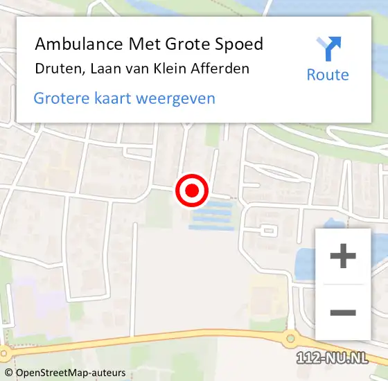 Locatie op kaart van de 112 melding: Ambulance Met Grote Spoed Naar Druten, Laan van Klein Afferden op 9 maart 2019 11:00