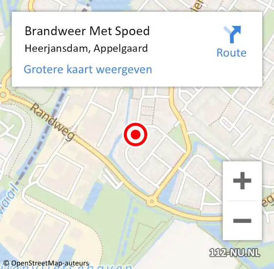 Locatie op kaart van de 112 melding: Brandweer Met Spoed Naar Heerjansdam, Appelgaard op 9 maart 2019 11:04