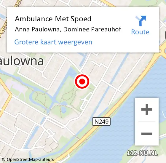 Locatie op kaart van de 112 melding: Ambulance Met Spoed Naar Anna Paulowna, Dominee Pareauhof op 9 maart 2019 11:04