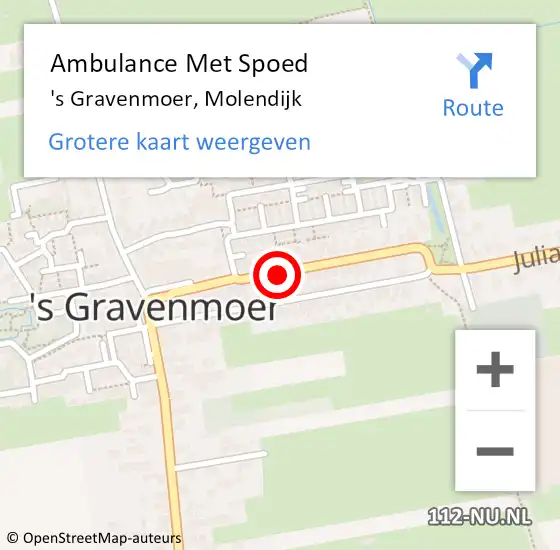 Locatie op kaart van de 112 melding: Ambulance Met Spoed Naar 's Gravenmoer, Molendijk op 9 maart 2019 11:42