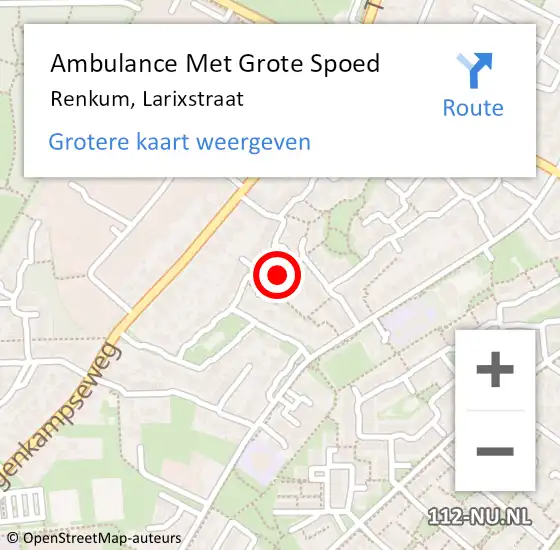 Locatie op kaart van de 112 melding: Ambulance Met Grote Spoed Naar Renkum, Larixstraat op 9 maart 2019 12:34