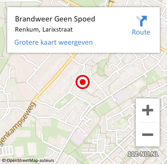 Locatie op kaart van de 112 melding: Brandweer Geen Spoed Naar Renkum, Larixstraat op 9 maart 2019 12:36