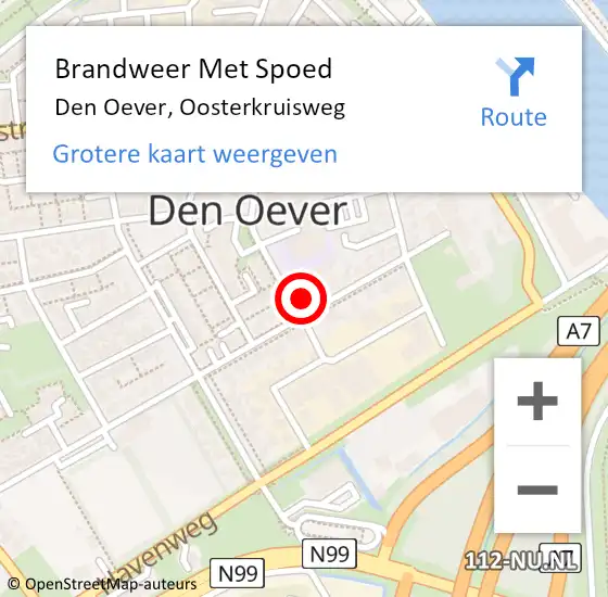 Locatie op kaart van de 112 melding: Brandweer Met Spoed Naar Den Oever, Oosterkruisweg op 25 maart 2014 19:30