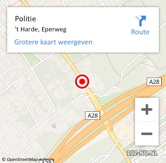Locatie op kaart van de 112 melding: Politie 't Harde, Eperweg op 9 maart 2019 14:09