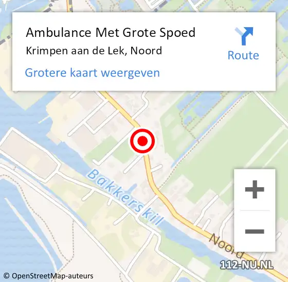 Locatie op kaart van de 112 melding: Ambulance Met Grote Spoed Naar Krimpen aan de Lek, Noord op 9 maart 2019 14:29