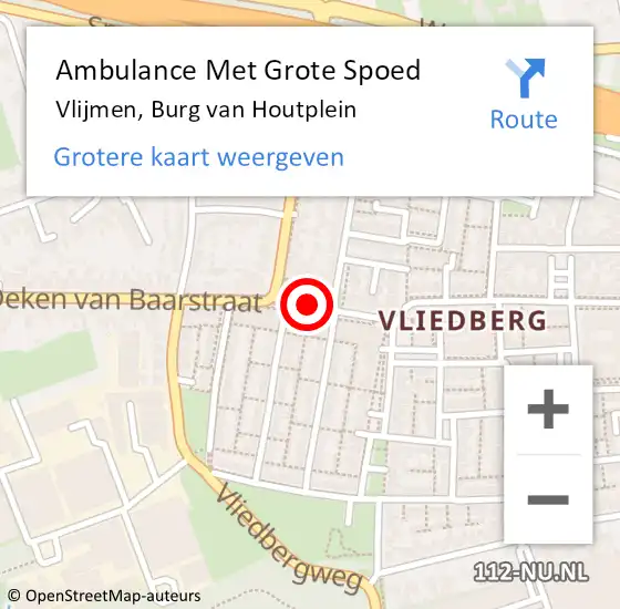 Locatie op kaart van de 112 melding: Ambulance Met Grote Spoed Naar Vlijmen, Burg van Houtplein op 9 maart 2019 14:48