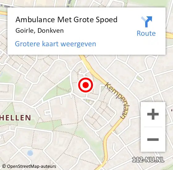 Locatie op kaart van de 112 melding: Ambulance Met Grote Spoed Naar Goirle, Donkven op 9 maart 2019 14:50