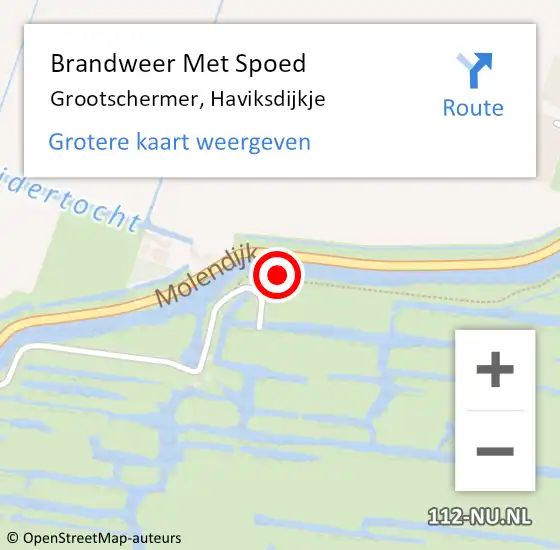 Locatie op kaart van de 112 melding: Brandweer Met Spoed Naar Grootschermer, Haviksdijkje op 9 maart 2019 14:50