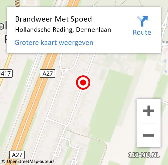 Locatie op kaart van de 112 melding: Brandweer Met Spoed Naar Hollandsche Rading, Dennenlaan op 9 maart 2019 15:13