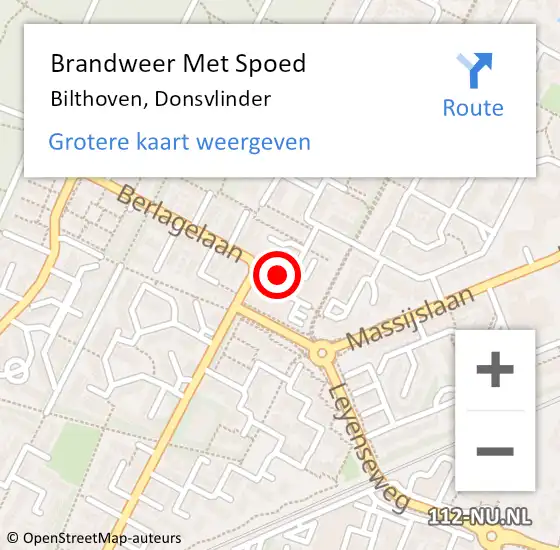 Locatie op kaart van de 112 melding: Brandweer Met Spoed Naar Bilthoven, Donsvlinder op 9 maart 2019 15:34