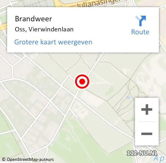 Locatie op kaart van de 112 melding: Brandweer Oss, Vierwindenlaan op 9 maart 2019 15:43