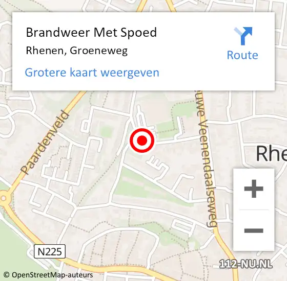 Locatie op kaart van de 112 melding: Brandweer Met Spoed Naar Rhenen, Groeneweg op 9 maart 2019 15:51