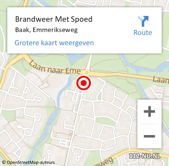 Locatie op kaart van de 112 melding: Brandweer Met Spoed Naar Baak, Emmerikseweg op 9 maart 2019 15:55