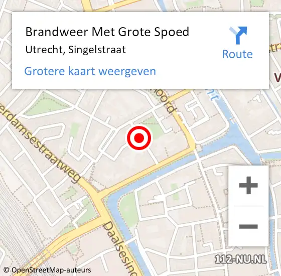 Locatie op kaart van de 112 melding: Brandweer Met Grote Spoed Naar Utrecht, Singelstraat op 9 maart 2019 15:59