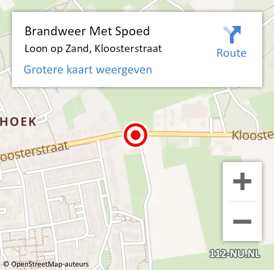 Locatie op kaart van de 112 melding: Brandweer Met Spoed Naar Loon op Zand, Kloosterstraat op 9 maart 2019 16:05