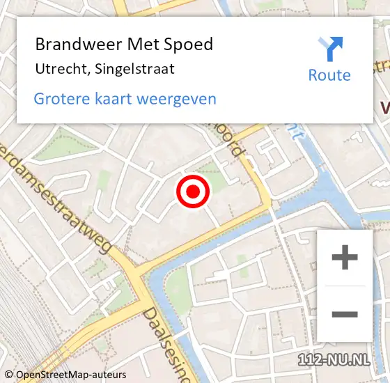 Locatie op kaart van de 112 melding: Brandweer Met Spoed Naar Utrecht, Singelstraat op 9 maart 2019 16:33