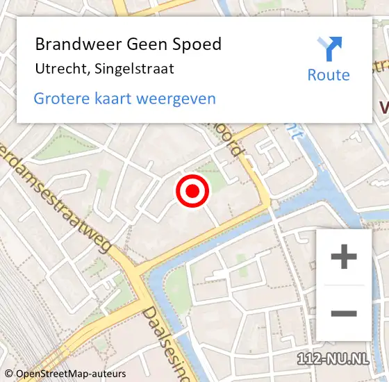 Locatie op kaart van de 112 melding: Brandweer Geen Spoed Naar Utrecht, Singelstraat op 9 maart 2019 16:35