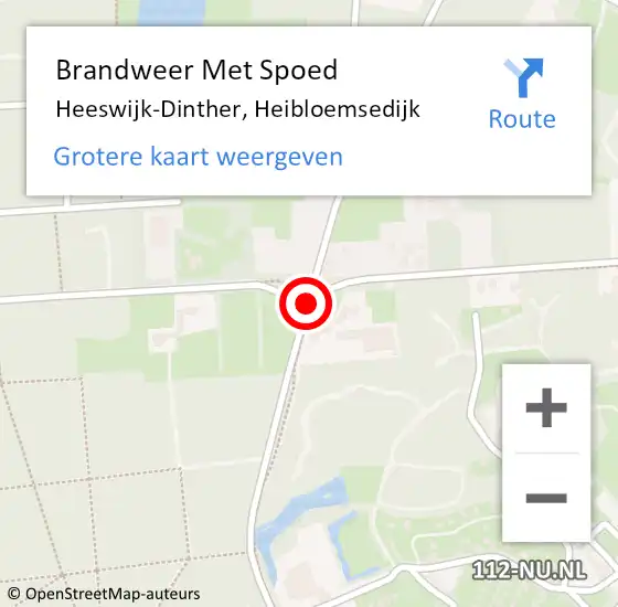 Locatie op kaart van de 112 melding: Brandweer Met Spoed Naar Heeswijk-Dinther, Heibloemsedijk op 9 maart 2019 16:38