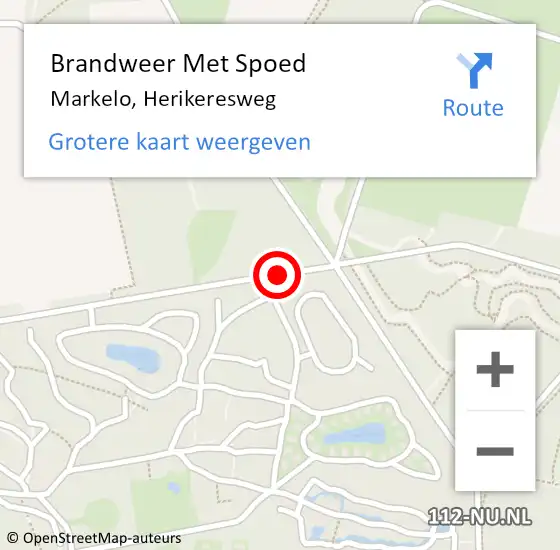 Locatie op kaart van de 112 melding: Brandweer Met Spoed Naar Markelo, Herikeresweg op 9 maart 2019 16:39