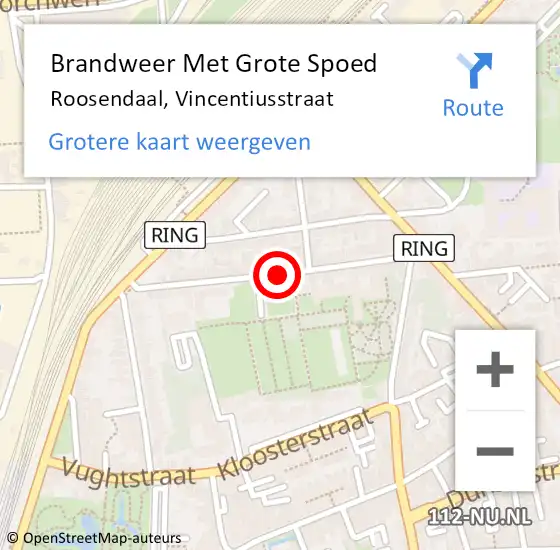 Locatie op kaart van de 112 melding: Brandweer Met Grote Spoed Naar Roosendaal, Vincentiusstraat op 9 maart 2019 16:50