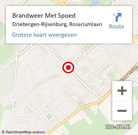 Locatie op kaart van de 112 melding: Brandweer Met Spoed Naar Driebergen-Rijsenburg, Rosariumlaan op 9 maart 2019 16:54