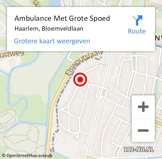 Locatie op kaart van de 112 melding: Ambulance Met Grote Spoed Naar Haarlem, Bloemveldlaan op 9 maart 2019 17:00