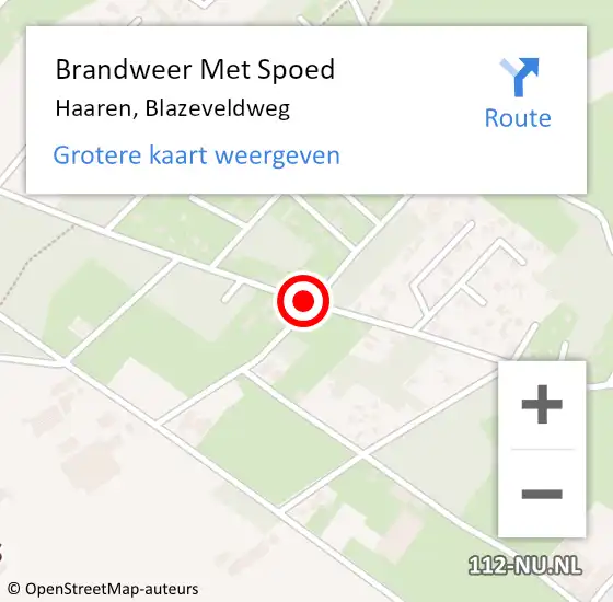 Locatie op kaart van de 112 melding: Brandweer Met Spoed Naar Haaren, Blazeveldweg op 9 maart 2019 17:02